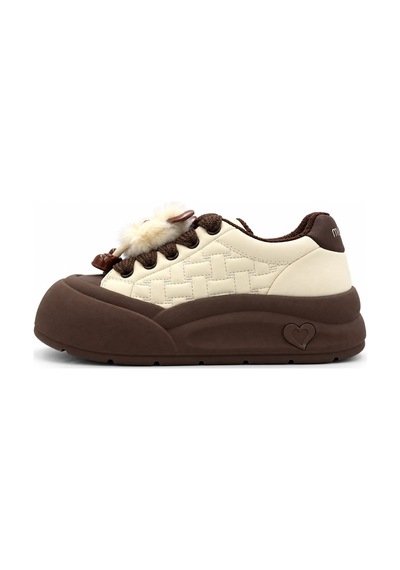 Look Life Miu Miu Çıkartılabilir Tüylü Figür Detaylı Kalın Taban Kadın Sneaker Bej