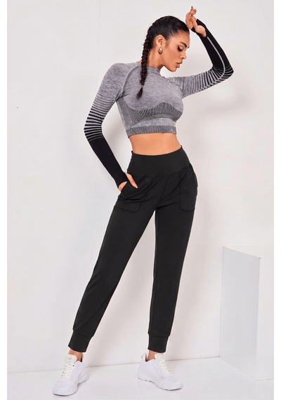 Genius Store Kadın Jogger Eşofman Esnek Yüksek Bel Jogger Eşofman Altı Kadın-jgrtyt Siyah