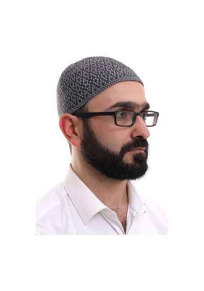 Açık Gri Kışlık Orlon Namaz Takkesi Baklava Desenli Takke Gri