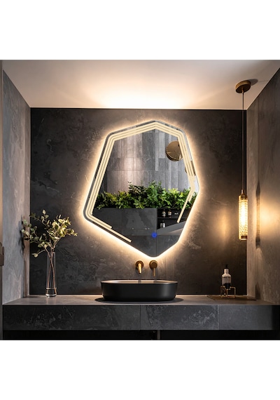 Myrella Günışığı Lazer Kumlamalı Lavabo & Banyo Aynası Dokunmatik Sensörlü 80 X 68
