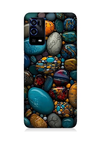 Oppo A55 Uyumlu Silikon Kılıf Renkli Doğal Taşlar
