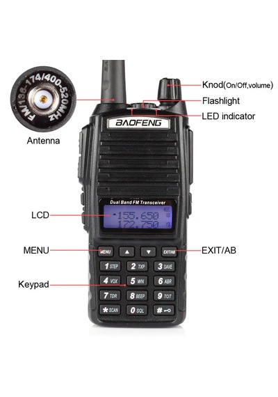 Baofeng Uv-82 5w Çift Bantlı, Lcd Ekran, Led El Feneri, Programlanabilir, Arama Kurtarma/güvenlik/haberleşme El Telsizi