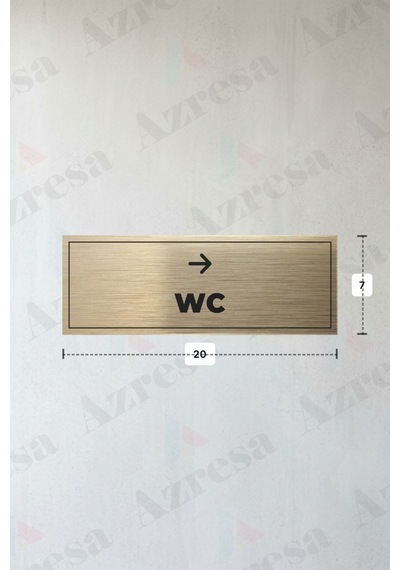 Wc Yazılı - Metal - Gold Renk - Kapı İsimliği - 20x7 Cm