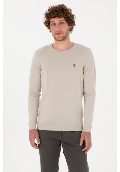 U.S. Polo Assn.  Erkek Slim Fit Bisiklet Yaka Taş Basic Kazak 50313713-VR049