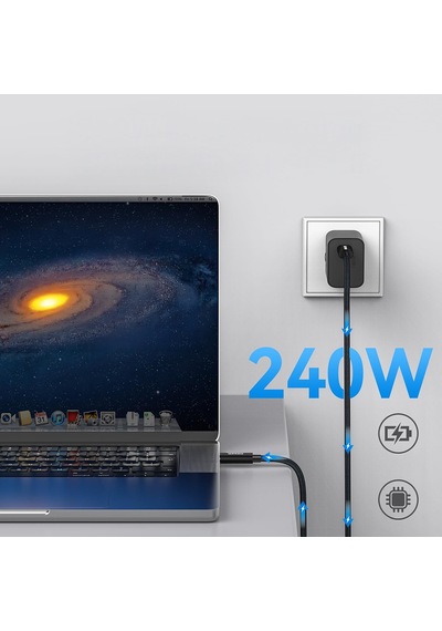 Qgeem Qg05 Type-c To Type-c Usb5 Pd Data Kablosu Ve Çevirici 240w 80gbps 8k 60hz 1.2 Metre Siyah