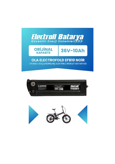 Ola Electrofold Efb10 Noir Uyumlu Batarya Standart Kapasite 36v 10ah Güçlendirilmiş Elektrikli Bisiklet Bataryası Siyah
