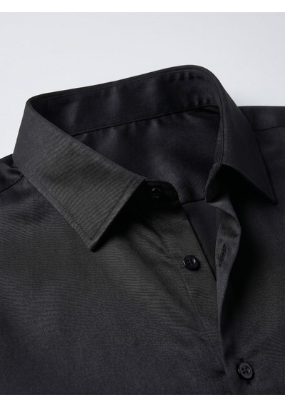 Baselco Elegance Pamuk Saten Slim Fit Gömlek Siyah