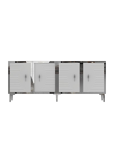 Ka1801bs Tuna Konsol, Tv Sehpası Beyaz-sılver 180cm Beyaz-sılver