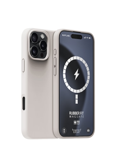 Apple Uyumlu iPhone Buff 16 Pro Magsafe Rubber Fit Silikon Kılıf Stone Gray