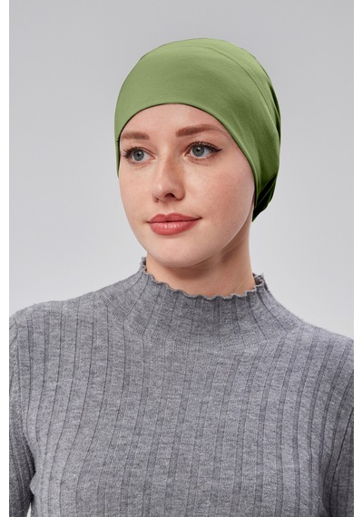 Sonbaharmoda Kadın Tesettür Hazır Pratik Geçmeli Bone Lastikli Kaymaz Fıstık Yeşili Mint Yeşili