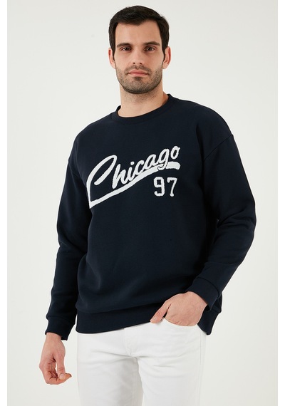 Buratti Pamuk Karışımlı Regular Fit Bisiklet Yaka Erkek Sweat 5905468S Indigo