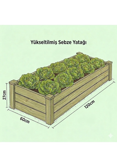 Ahşap Sebze Yatağı 60x120x27
