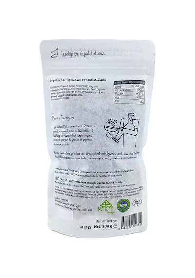 Organik Karışık Sebzeli Tam Buğday Boncuk Makarna 200gr
