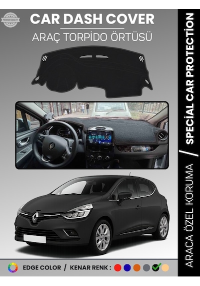 Renault Clio 4 2012-2020 Torpido Örtüsü Ön Göğüs Koruma Torpido Koruma Birebir Uyum Kaymaz - 325 Stiloto