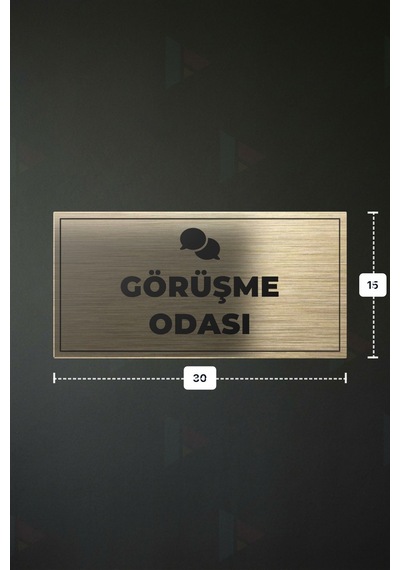 Görüşme Odası Yazılı - Metal - Gold Renk - Kapı İsimliği - 30x15 Cm