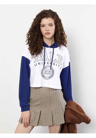 Lcw Vision Beyaz Kapüşonlu Baskılı Uzun Kollu Kadın Sweatshirt