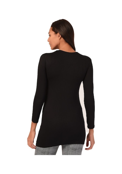 Disentis Yuvarlak Yaka Uzun Kollu Viskon Uzun Siyah Body