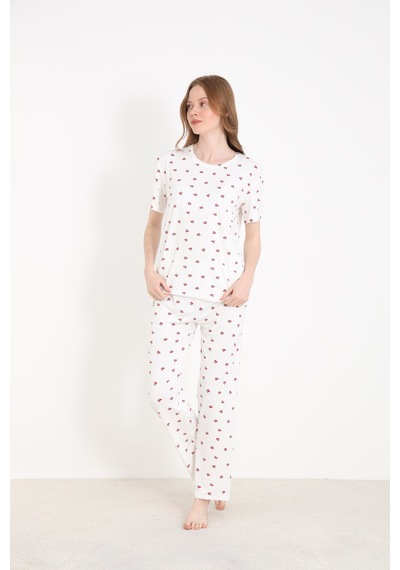 Elitol Bamboo Örme Desenli Kadın Pijama Takımı Desenli-1