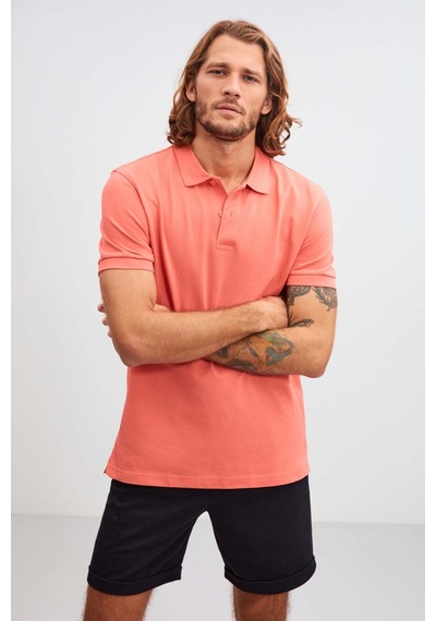 Grimelange Morgan Erkek Regular Kalıp %100 Pamuk Pembe Polo Yaka T-shirt