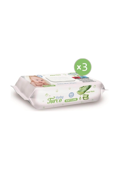 Baby Turco Softcare Aloe Vera Islak Bebek Havlusu 3'Lü Paket 90 Adet