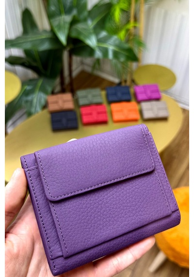 Lily Mor Hakiki Deri Kadın Cüzdan Kibar Şık Ve Kullanışlı Mor