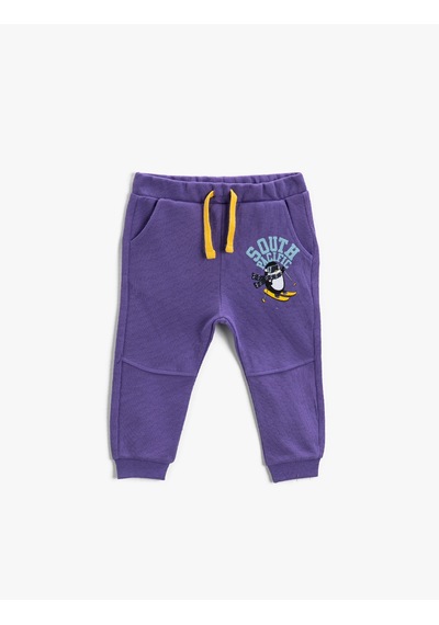 Koton Jogger Eşofman Altı Pamuklu Belden Bağlamalı Mor 2kmb48848tk