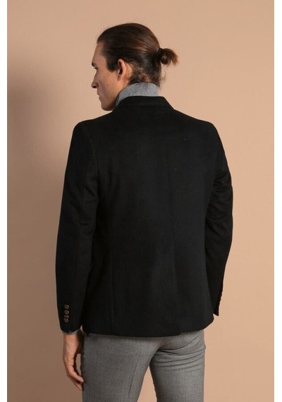 Wessi Kruvaze Slimfit Siyah Ceket Siyah