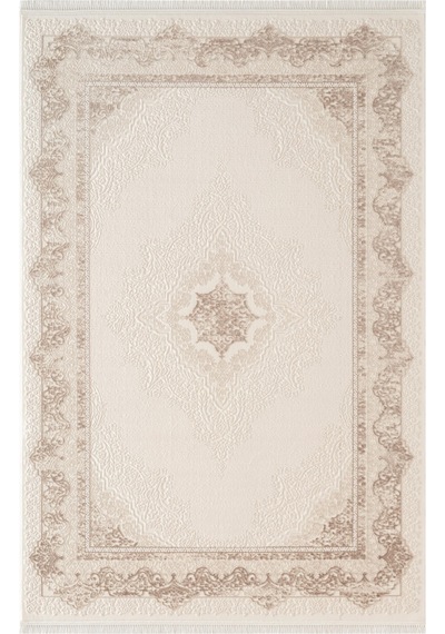 Look Classıc Lk004g Çerçeveli Krem Klasik Desen Akrilik Dokuma Taban Tozuaz Oturma Odası Halısı-1032 Krem