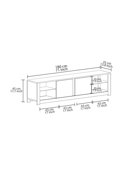 Aydos LED Işıklı Modern TV Sehpası – Cam Raflı, 2 Kapaklı, 180 cm, Gri/Traverten