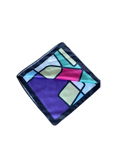 Saten Bandana Saten Fular Saten Çanta Aksesuarı Özel Desen Bandana 45x50 Cm Beyaz - Yeşil