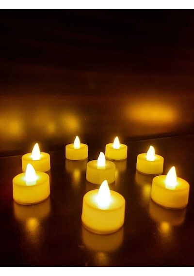 8 Adet Led Mum Tealight Sarı Işık Pilli Sarı