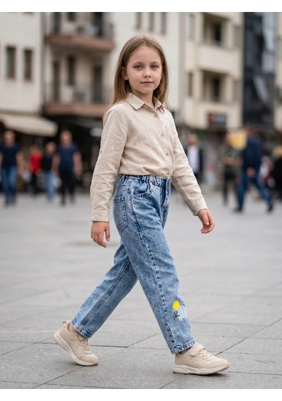 Kaizer Jeans Kar Yıkama Fil Desenli Çocuk Pantolonu Mavi