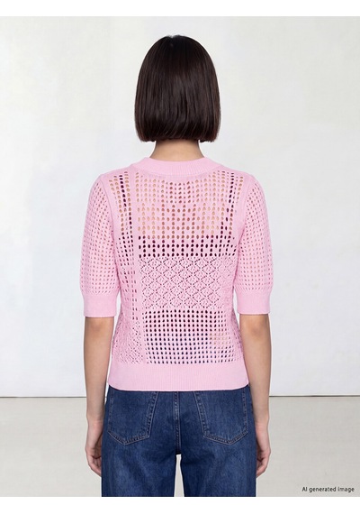 Lcw Comfort Pembe Bisiklet Yaka Ajurlu Kadın Triko Kazak