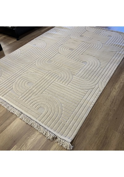 Hoom Rugs Design 1090 Bej Yumuşak Dokusuz İskandinav Halı Bej