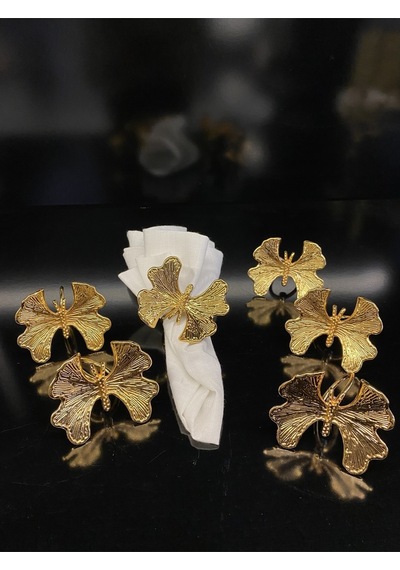 Alfafe Home Kelebek 6 Lı Altın Peçete Yüzüğü 6x6x7 Cm Gold Sofra Yüzük Altın