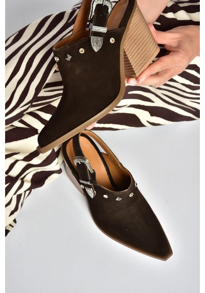 Fox Shoes Y654307702 Kahverengi Hakiki Deri Süet Alçak Topuklu Western Ayakkabı