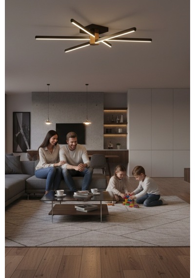 Nova 6 Silver Led Tavan Avize Kumandalı Dim Edilir Aşağı Işık Sarı Işık