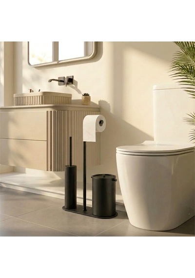 Kobos Nova Çöp Kovalı Yuvarlak Hareketli Wc Set Mat Siyah Kbw-907mb