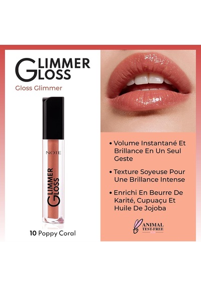Cosmetics Glimmer Gloss Işıltılı Nemlendirici Dudak Parlatıcısı - 10 Poppy Coral