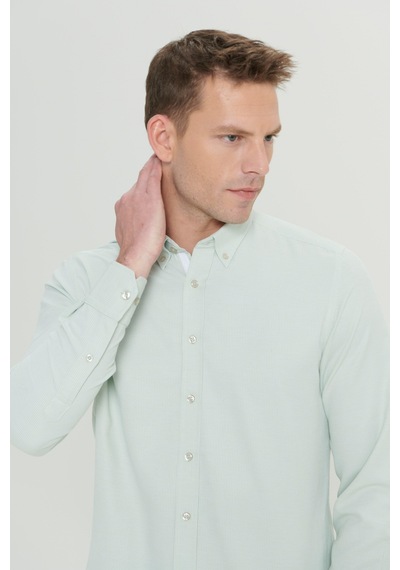 AC&Co / Altınyıldız Classics Erkek Yesıl Slim Fit Dar Kesim Klasik Yaka Pamuklu Armürlü Gömlek Yesıl Yeşil AC&Co / Altınyıldız Classics Erkek Yesıl Slim Fit Dar Kesim Klasik Yaka Pamuklu Armürlü Gömlek Yesıl Yeşil