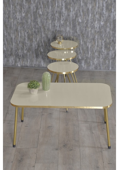 Zigon Sehpa Ve Orta Sehpa Kr Gold Metal Ayak Gold Krem Set Zigon Sehpa Ve Orta Sehpa Kr Gold Metal Ayak Gold Krem Set