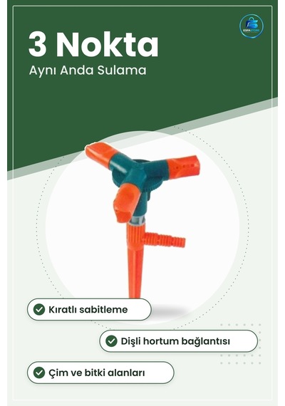 Üçlü Bahçe Sulama Fıskiyesi Aparatı Üç Noktaya Aynı Anda Su Dağıt