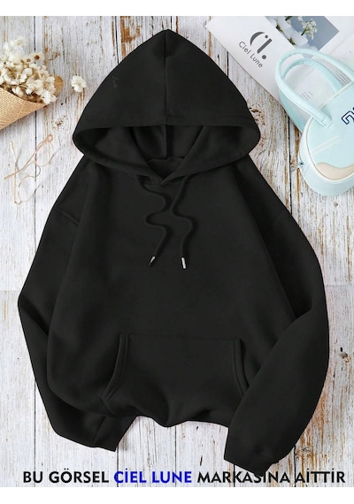 Nevermind Unisex Heart Break Baskılı Oversize Baskılı Kapşonlu Sweatshirt 3 Siyah