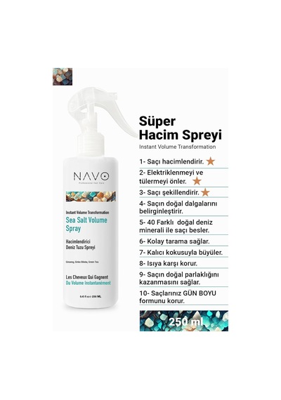 Doğal Dalga Veren Deniz Tuzlu Saç Bakım Spreyi 250 Ml Hacim Ve Dolgunluk Verici