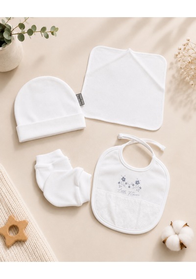 Babyhola Dantel Detaylı %100 Pamuk Yenidoğan Kız Bebek Kutulu Hastane Çıkışı Set Hediyelik 15261 Ekru