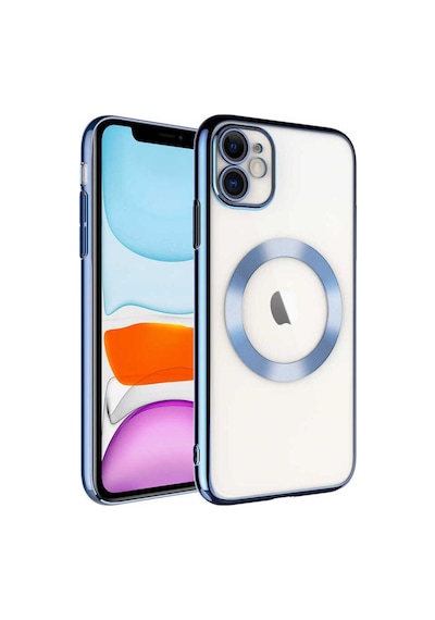 Apple Uyumlu iPhone 11 Kılıf Wireless Şarj Özellikli Sert Pc Zore Riksos M-safe Kapak Sierra Mavi