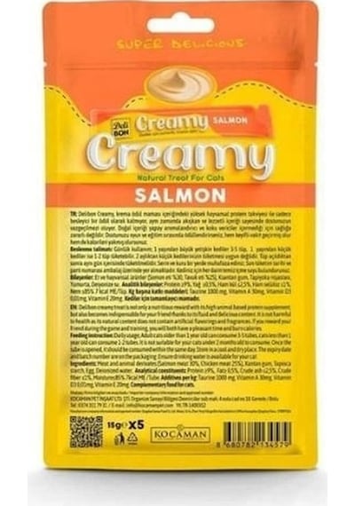 Delibon Creamy Somonlu Sıvı Kedi Ödül Maması 5 x 15 G