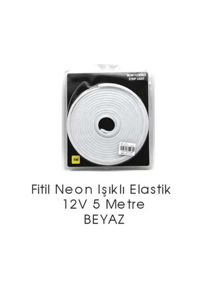 Neon Isık Fitil Seffaf Elastik 5 M Beyaz 12 V