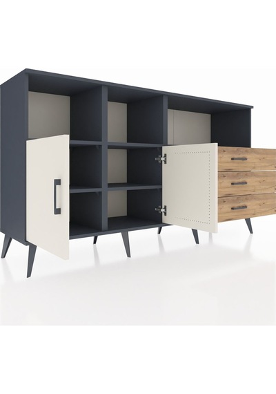 Hyperion Konsol 5 Raflı 3 Çekmeceli 2 Kapaklı 176x44x99 Antrasit- Antrasit-aytaşı/çam Hyperion Konsol 5 Raflı 3 Çekmeceli 2 Kapaklı 176x44x99 Antrasit- Antrasit-aytaşı/çam