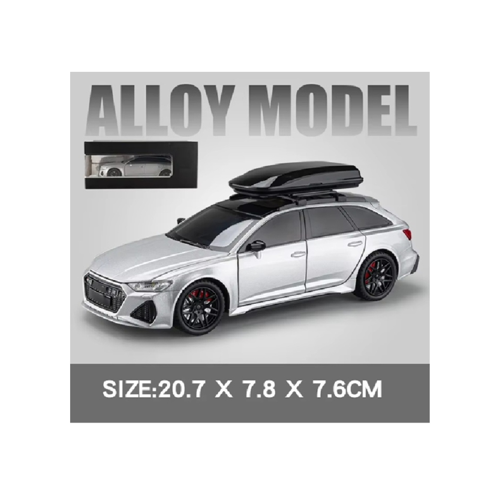 Audi Rs6 Avant 1:24 Diecast Metal Araba Koleksiyon Sesli Işıklı 21 Cm Gri